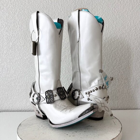 Lane Boots Shoes - Lane The New Mrs Pearl White Womens Cowboy Boots 8.5 Wedding Bridal Conchos Tall